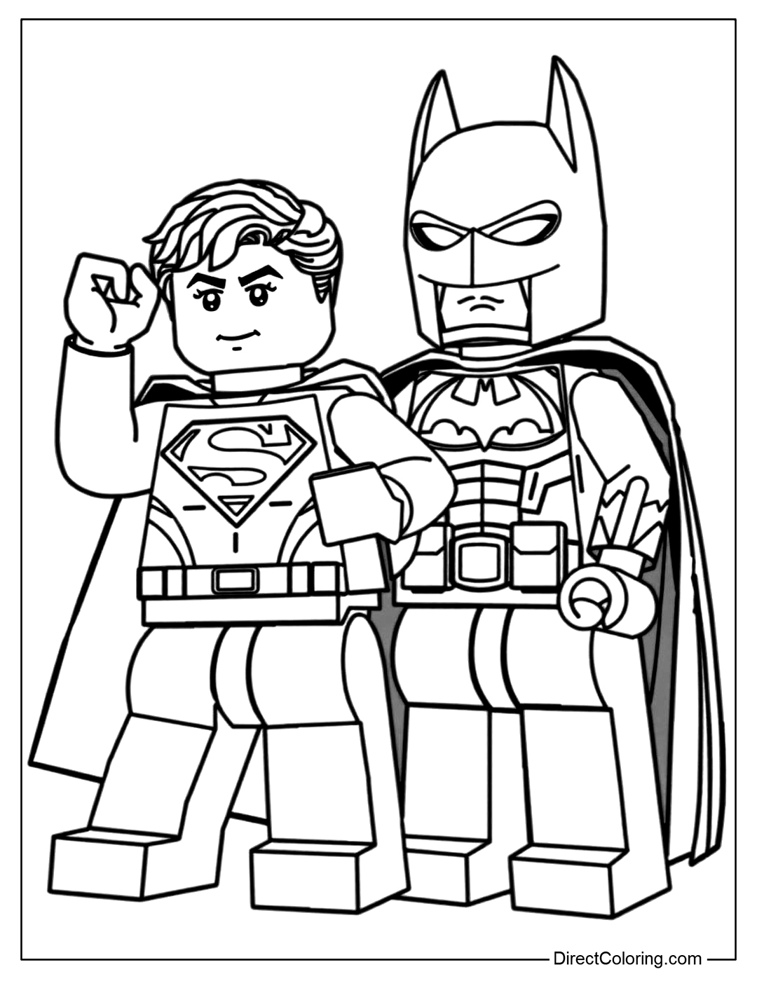 Lego Superman and Lego Batman Coloring Page
